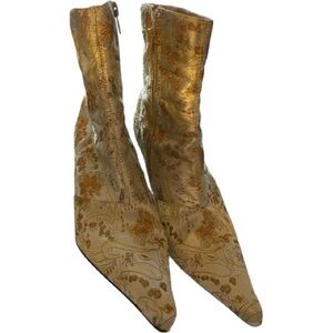 Atmosphere Boots, Ankle Booties, Neutral, Floral, Embroidery, Sz 5, EU38,Vintage